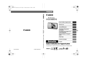 Mode d'emploi | Canon IXUS 800 IS Manuel utilisateur | Fixfr