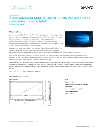 SMART Technologies Board 7000 and 7000 Pro spécification | Fixfr