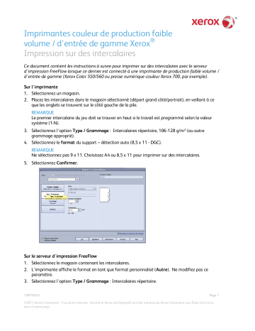 700i/700 | Color 550/560/570 | Xerox 770 Digital Color Press Mode d'emploi | Fixfr