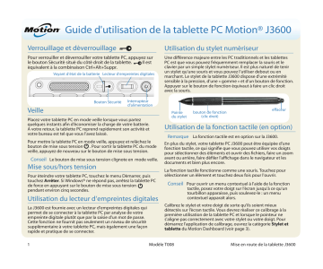 Guide de démarrage rapide | Motion Computing J3600 Manuel utilisateur | Fixfr