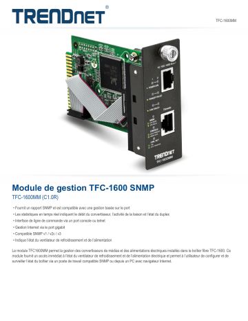 Trendnet TFC-1600MM TFC-1600 SNMP Management Module Fiche technique | Fixfr