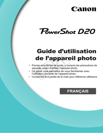 Mode d'emploi | Canon PowerShot D20 Manuel utilisateur | Fixfr