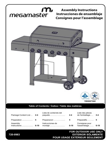 720-0983 | Megamaster 6-Burner Propane Gas Grill in Black Guide d'installation | Fixfr