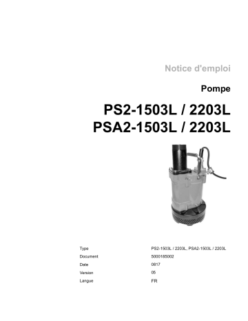 PS21503L | PS22203L | PSA21503L | Wacker Neuson PSA22203L Submersible Pump Manuel utilisateur | Fixfr