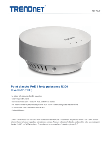 Trendnet TEW-735AP N300 High Power PoE Access Point Fiche technique | Fixfr