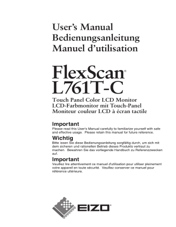 Manuel du propriétaire | Eizo FLEXSCAN L761T-C Manuel utilisateur | Fixfr