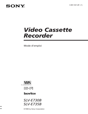 Manuel du propriétaire | Sony SLV-E730B Magnétoscope Manuel utilisateur | Fixfr
