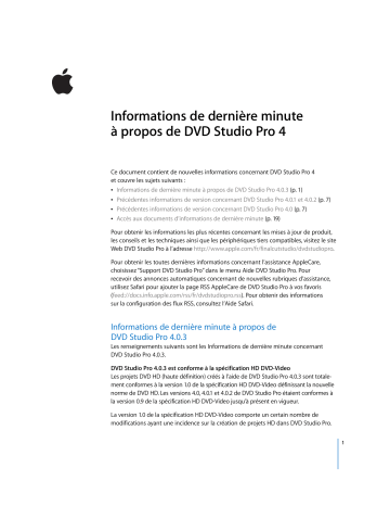 Manuel du propriétaire | Apple DVD STUDIO PRO 4.0 Manuel utilisateur | Fixfr