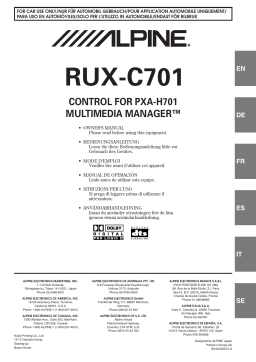 Alpine RUX-C701 Manuel utilisateur