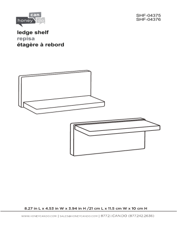 Mode d'emploi | Honey-Can-Do SHF-04375 8.27 in. x 4.53 in. L Shape Wall Shelf White Decorative Shelf Manuel utilisateur | Fixfr