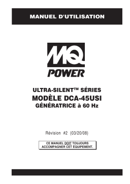 MQ Power DCA45USI Génératrices Ultra-Silent Manuel utilisateur