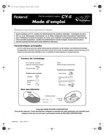 Manuel du propriétaire | Roland CY-5 Manuel utilisateur | Fixfr