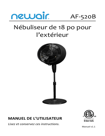 AF-520B-BL | NewAir AF-520B-REM Remanufactured Outdoor Misting Fan and Pedestal Fan Combination, 500 sq. ft.  Manuel utilisateur | Fixfr