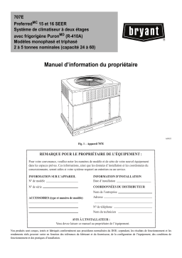 Bryant 707E Preferred™ Series Air Conditioner Systems Manuel du propriétaire
