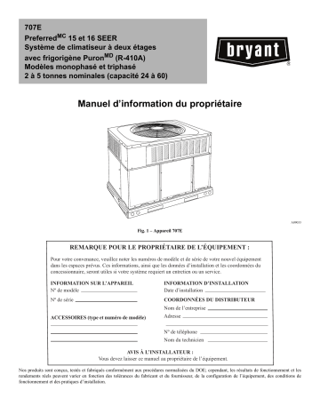 Bryant 707E Preferred™ Series Air Conditioner Systems Manuel du propriétaire | Fixfr