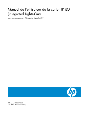 Manuel du propriétaire | HP INTEGRATED LIGHTS-OUT (ILO) STANDARD FIRMWARE Manuel utilisateur | Fixfr