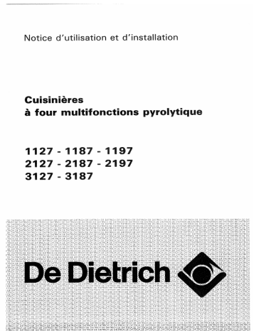 1127 | 1197 | 2197 | 3127 | 3187 | 1187 | Manuel du propriétaire | De Dietrich 2187 Manuel utilisateur | Fixfr