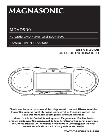Magnasonic MAG-MDVD500 Portable CD/DVD Player Boombox Manuel utilisateur | Fixfr