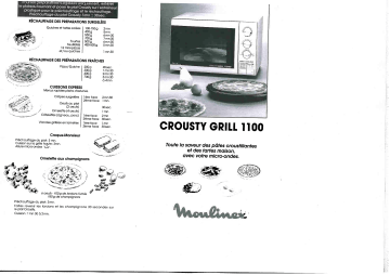 Manuel du propriétaire | Moulinex 1100 CROUSTY GRILL Manuel utilisateur | Fixfr