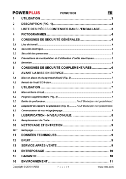 VARO POWC1030 Manuel utilisateur