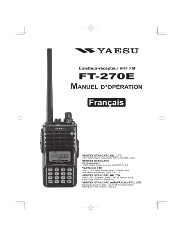 Manuel du propriétaire | YAESU FT-270E Manuel utilisateur | Fixfr