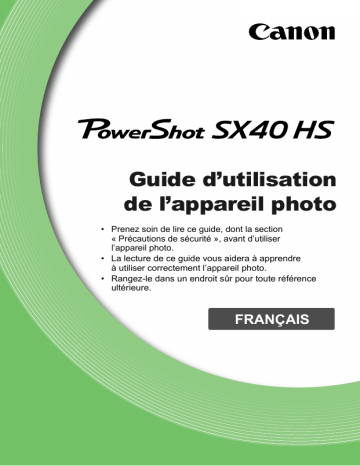 Mode d'emploi | Canon PowerShot SX40 HS Manuel utilisateur | Fixfr
