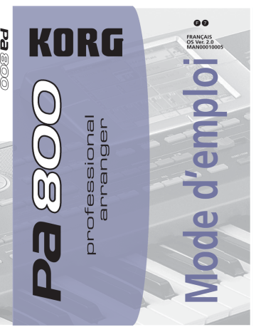 Korg PA800 Manuel du propriétaire | Fixfr