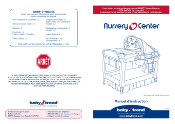 py86045 | Manuel du propriétaire | Baby Trend Deluxe Nursery Center Playard Manuel utilisateur | Fixfr