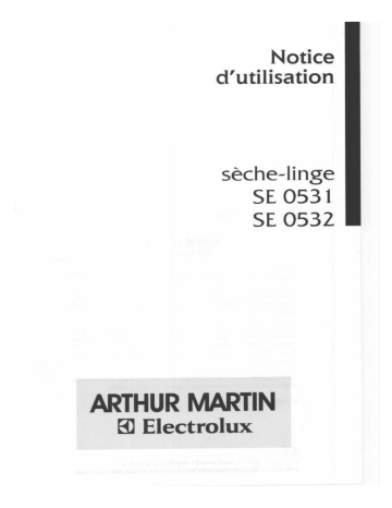 ARTHUR MARTIN ELECTROLUX SE0531 Manuel utilisateur | Fixfr