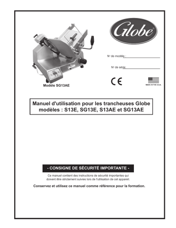S13AE | S13E | SG13AE | Globe SG13E Slicer Manuel du propriétaire | Fixfr