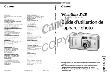 Mode d'emploi | Canon PowerShot S45 Manuel utilisateur | Fixfr