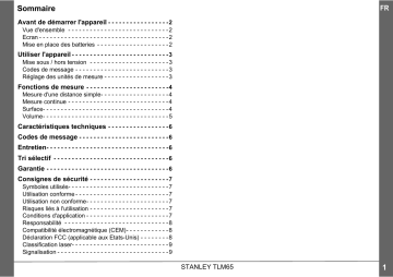 Manuel du propriétaire | Stanley TLM65 Manuel utilisateur | Fixfr