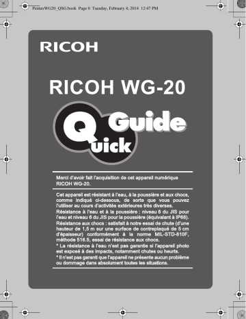 Guide de démarrage rapide | Ricoh WG-20 Manuel utilisateur | Fixfr
