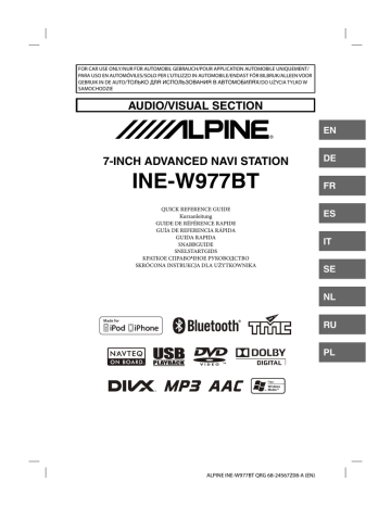 Mode d'emploi | Alpine Electronics INE-W977BT Manuel utilisateur | Fixfr