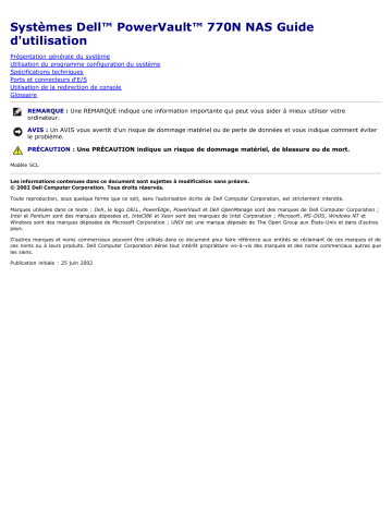 Dell PowerVault 770N (Deskside NAS Appliance) storage Manuel utilisateur | Fixfr