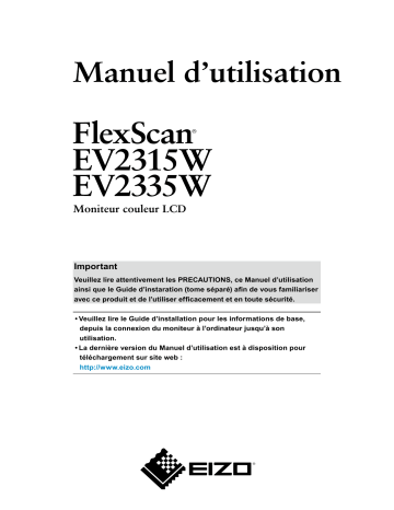 Manuel du propriétaire | Eizo FLEXSCAN EV2315W Manuel utilisateur | Fixfr