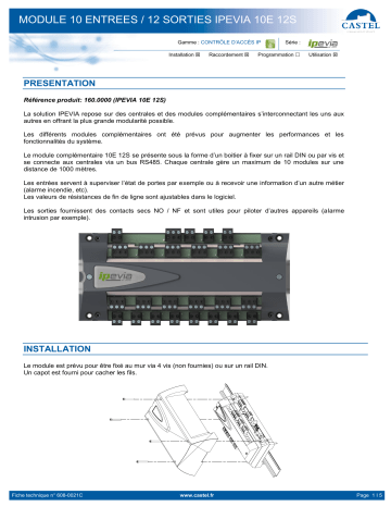 Optimus IPEVIA 10E 12S MODULO DE 10 ENTRADAS Y 12 SALIDAS RS485 Manuel utilisateur | Fixfr