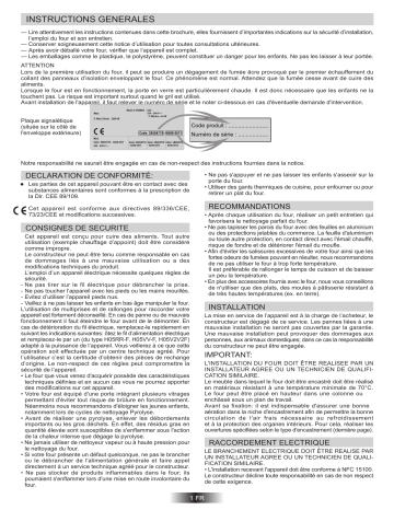 Manuel du propriétaire | ROSIERES RF6186MIN Manuel utilisateur | Fixfr