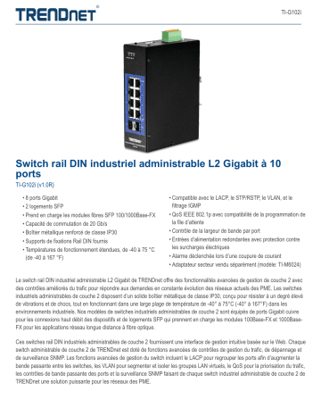 Trendnet TI-G102i 10-Port Industrial Gigabit L2 Managed DIN-Rail Switch Fiche technique | Fixfr