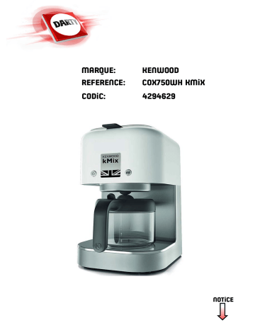 Manuel du propriétaire | Kenwood COX750BK KMIXCOX750RD KMIXCOX750WH KMIX Manuel utilisateur | Fixfr