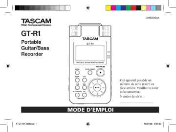 Tascam GT R1 Mode d'emploi | Fixfr