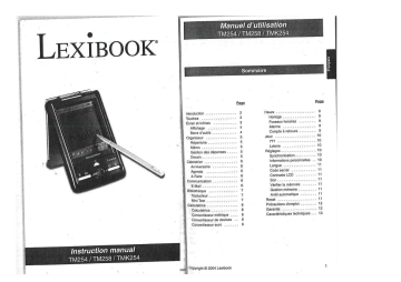 Manuel du propriétaire | Lexibook TM258 Manuel utilisateur | Fixfr