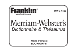 Ectaco Franklin MWD1450 Merriam Webster Dictionary and Thesaurus Manuel utilisateur