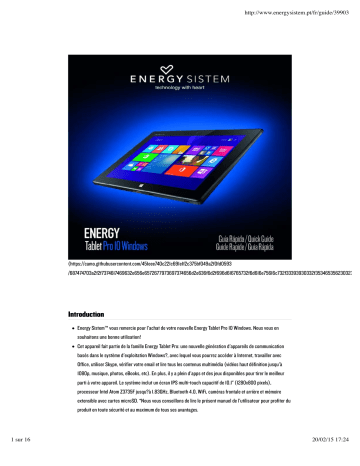 Mode d'emploi | ENERGY SISTEM Pro 10 Windows Manuel utilisateur | Fixfr