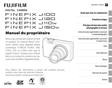FinePix J120 | FinePix J100 | FinePix J150w | Fujifilm FinePix J110w Manuel utilisateur | Fixfr