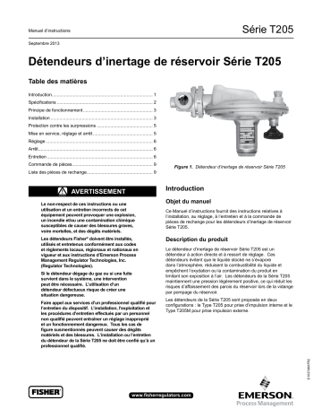 Fisher T205 Series Tank Blanketing Regulators Manuel du propriétaire | Fixfr