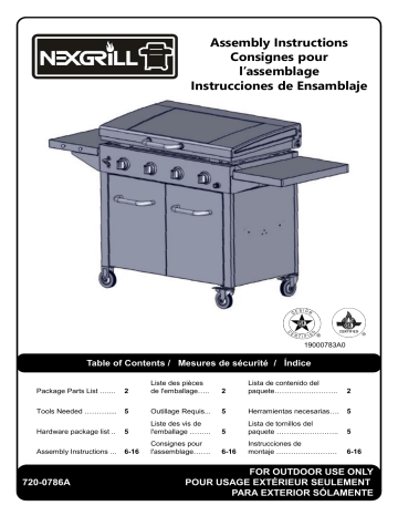 Nexgrill 720-0786A grill Manuel utilisateur | Fixfr