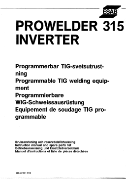 ESAB PROWELDER 315 INVERTER Manuel utilisateur