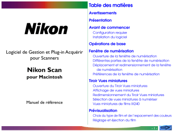 Manuel du propriétaire | Nikon SCAN Manuel utilisateur | Fixfr