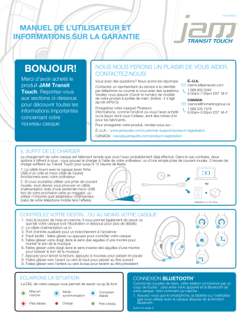 JAM HX-HP910 Transit Touch Manuel utilisateur | Fixfr